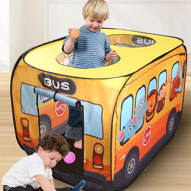 Outdoor Tent Playhouse - Cartoon Animals Bus Themed Game Play