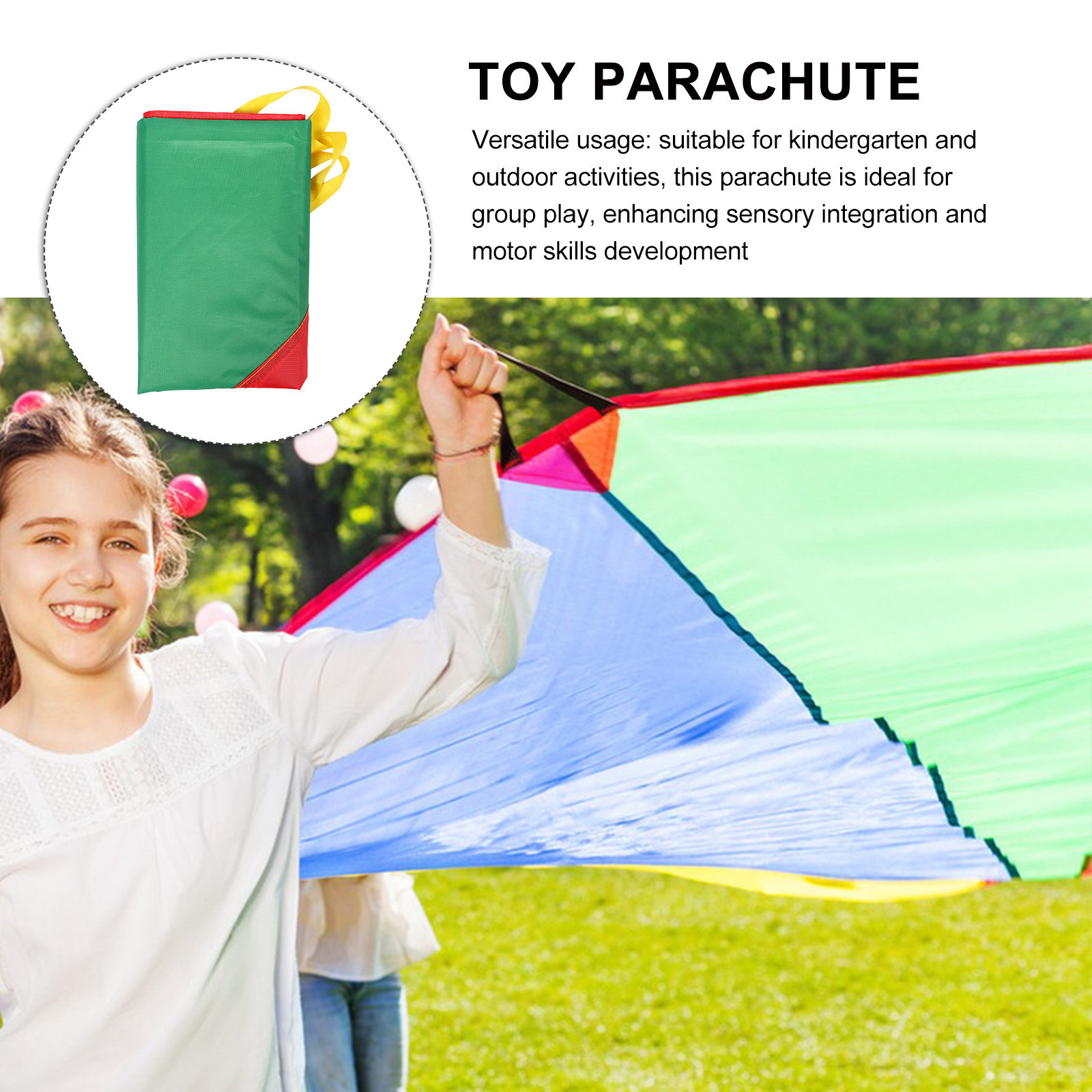 Outdoor Games For Kids - Colorful Rainbow Parachute Kids Kindergarten Group
