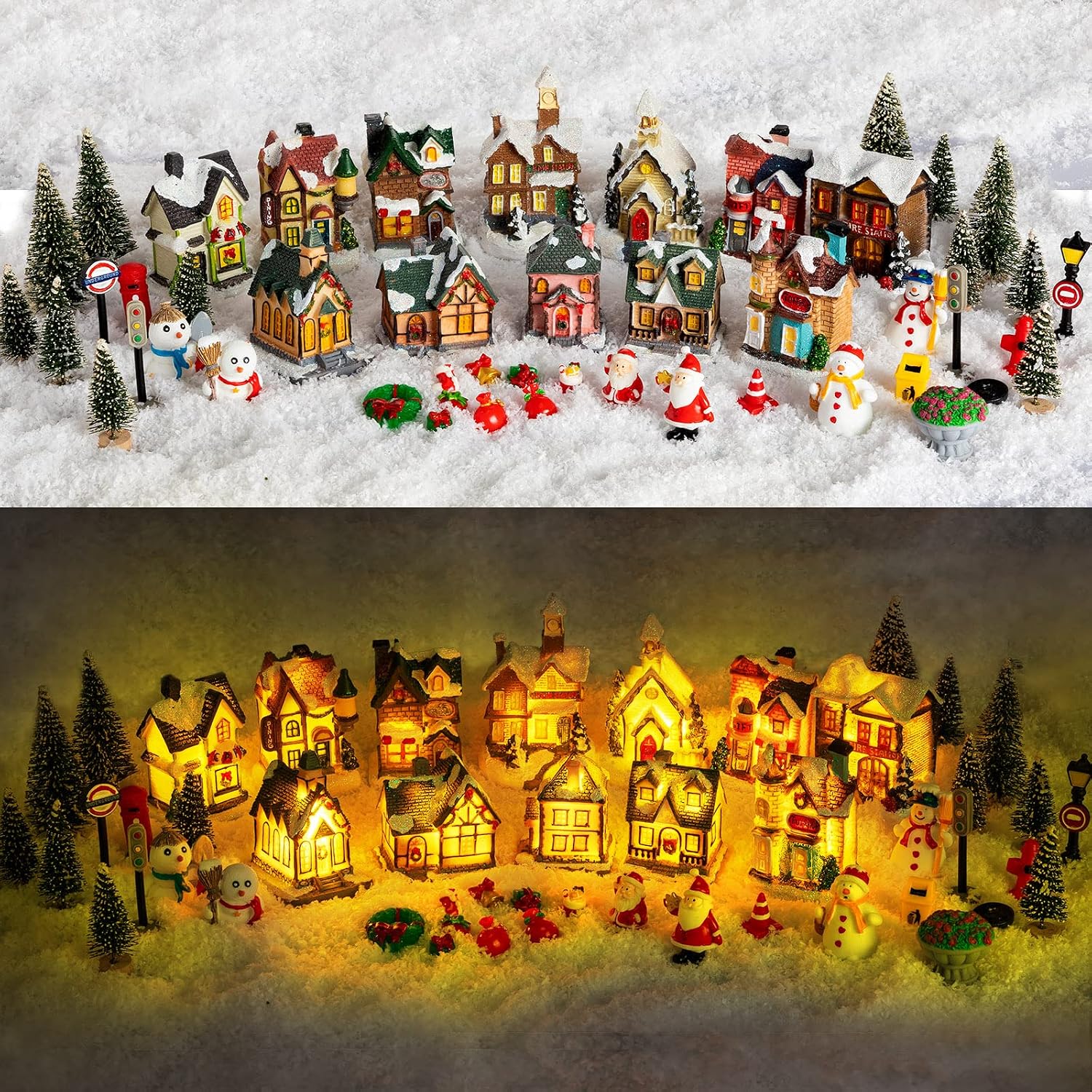 Kids Outdoor Swing Set - Christmas Ornament Village Houses LED Light
