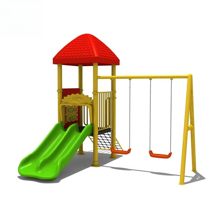 Kids Outdoor Swing Set - Steel Playground Equipment, Composite Swings, Plastic