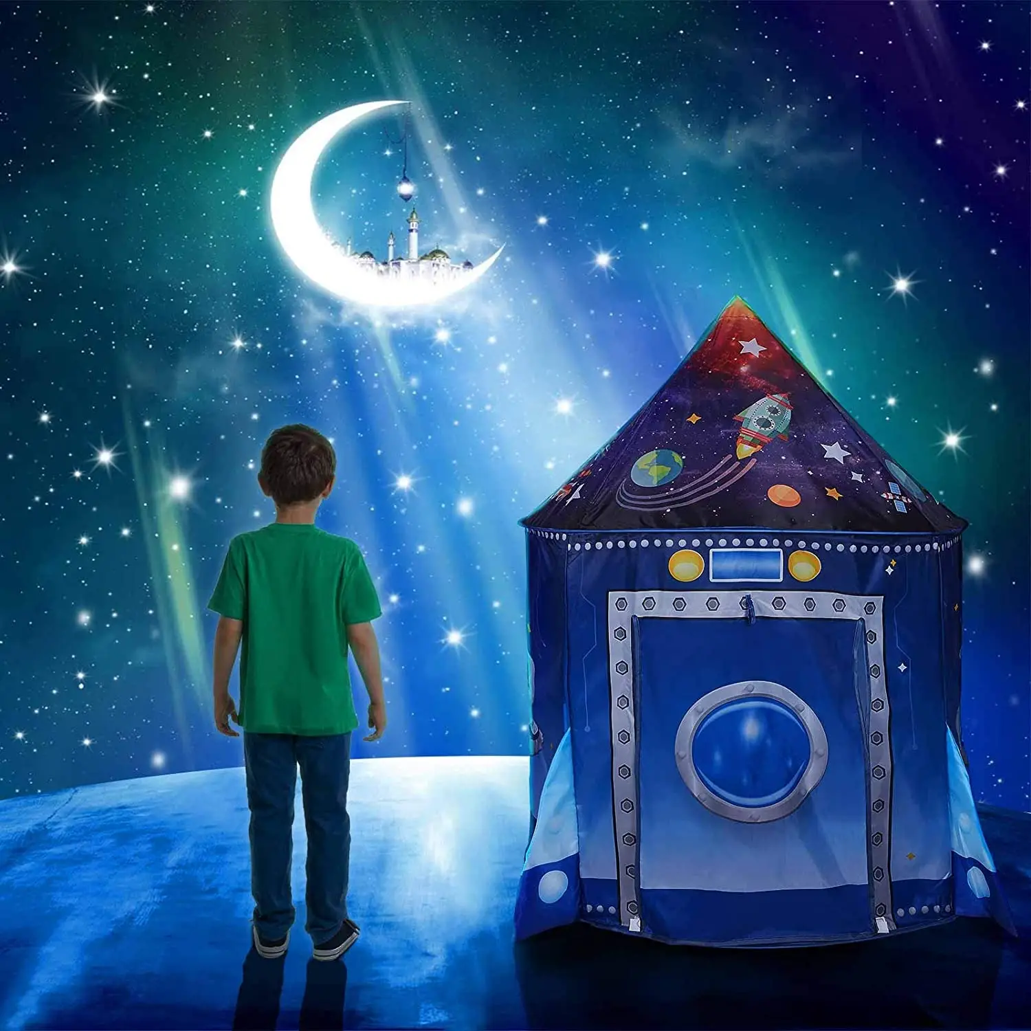 Rocket Ship Kids Tent Pop Up P - Outdoor Tent Playhouse recension och pris
