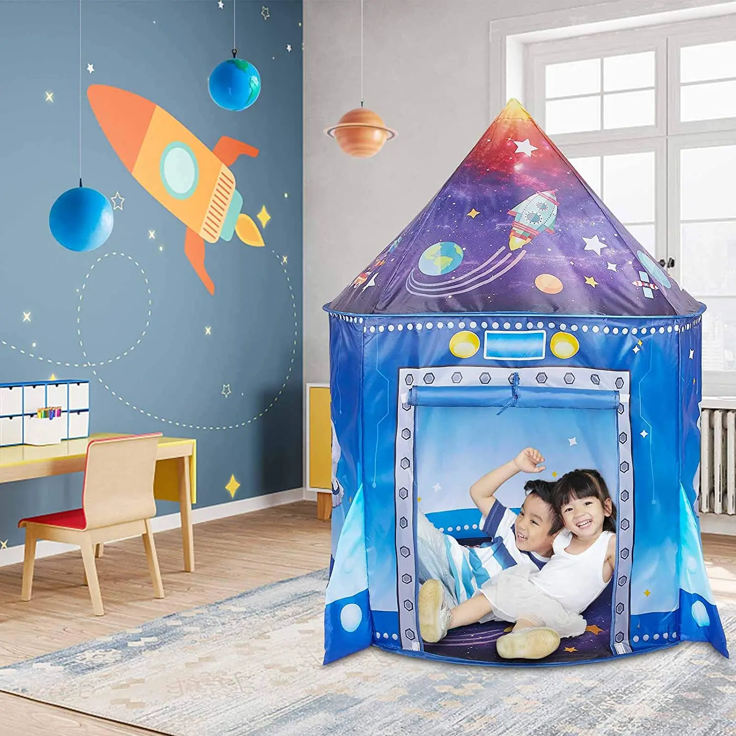 Rocket Ship Kids Tent Pop Up P - Outdoor Tent Playhouse recension och pris