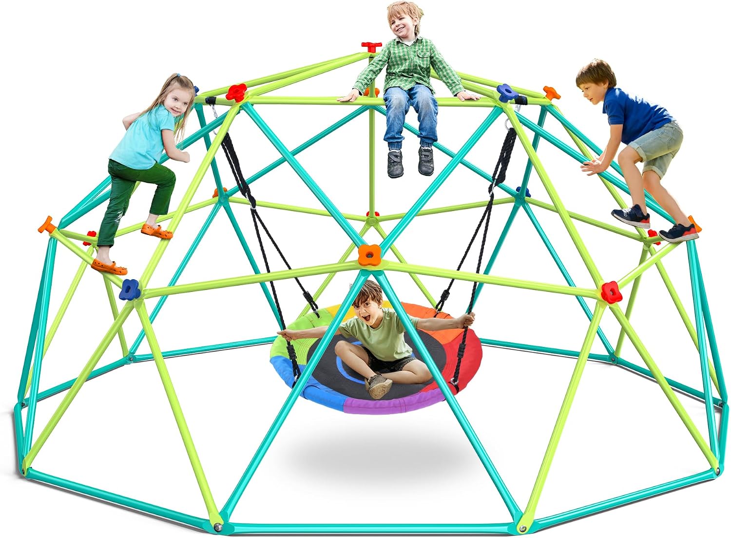 10 ft Climbing Dome Swing Set  - Kids Outdoor Swing Set recension och pris