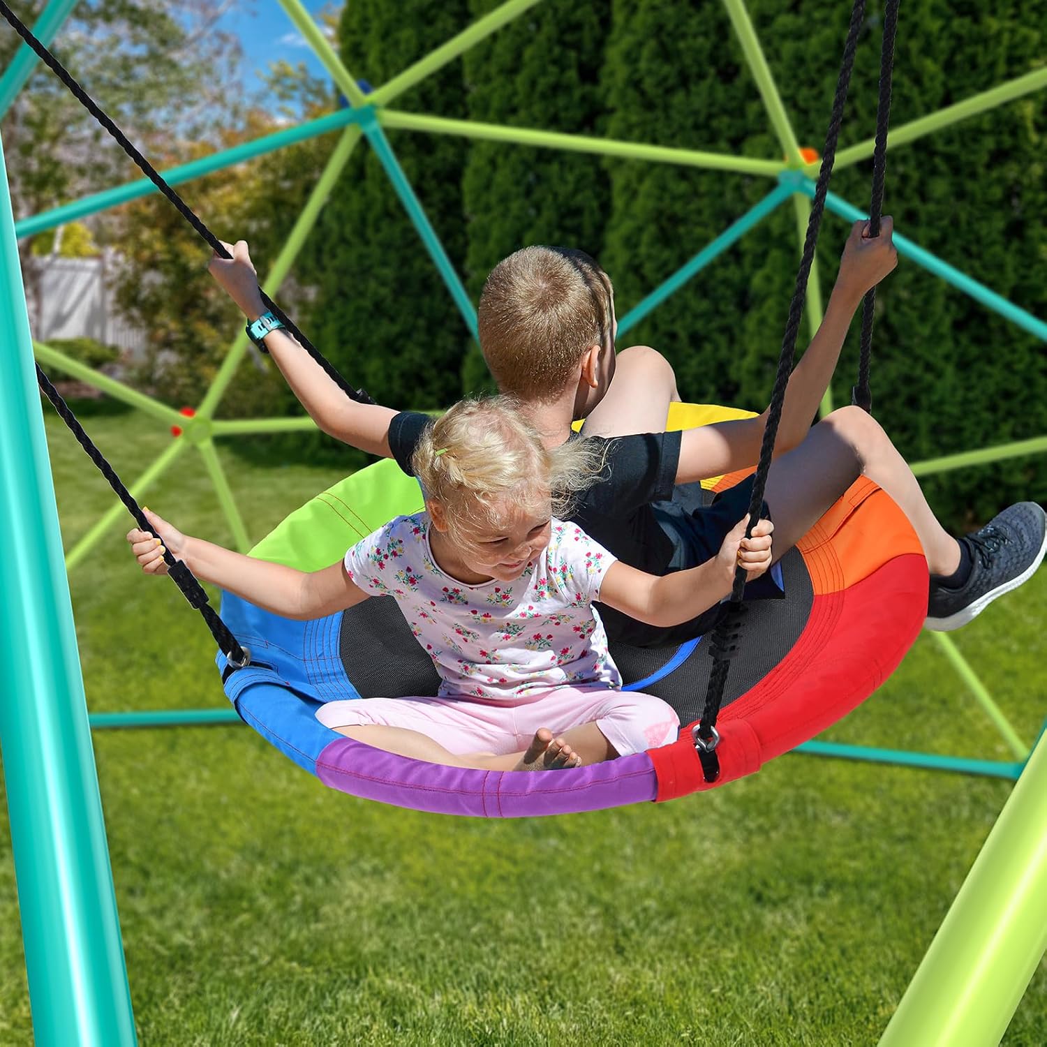 10 ft Climbing Dome Swing Set  - Kids Outdoor Swing Set recension och pris