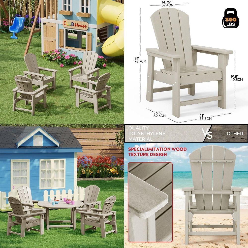 Kids Adirondack Chair Set of 4 - Kids Outdoor Lawn Chair recension och pris
